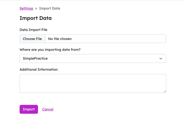 practicepicnic data import screenshot