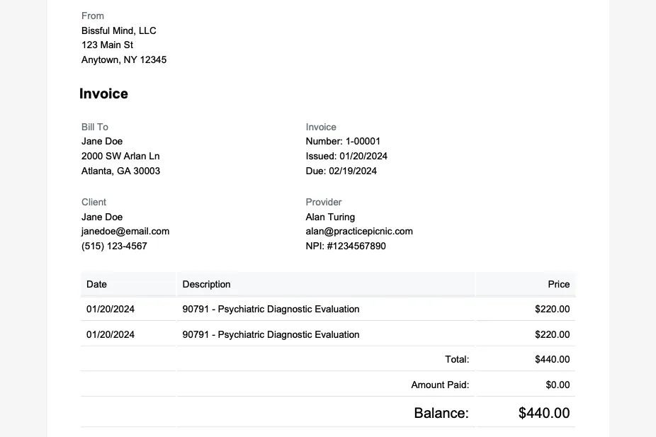 invoice screenshot