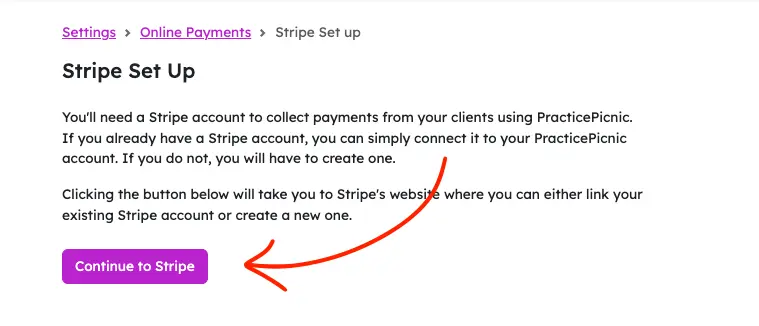 practicepicnic online payments step 2 screenshot