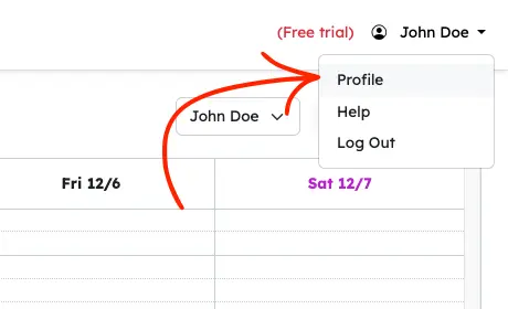 practicepicnic profile dropdown with profile selected