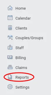 TherapyZen Reports in the sidebar